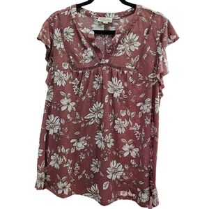 Indigo Rose Peasant Tunic Boho Floral Blouse Purple Plus Size 2X